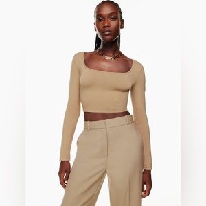 Aritzia Babaton Sculpt Knit Squareneck Longsleeve Top